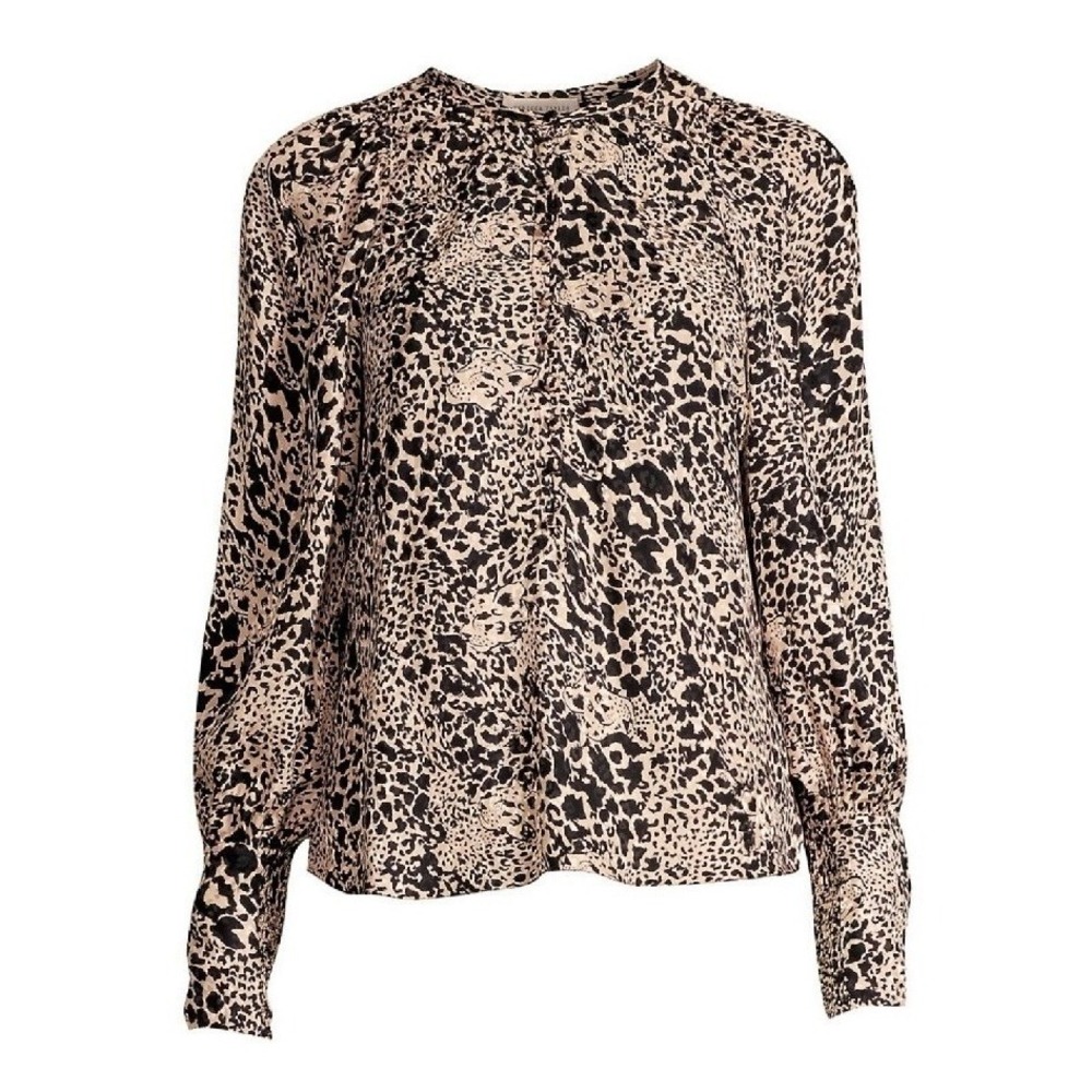 Rebecca Taylor Blouse Women's Size 0 Silk Jacquard Hidden Leopard  $350